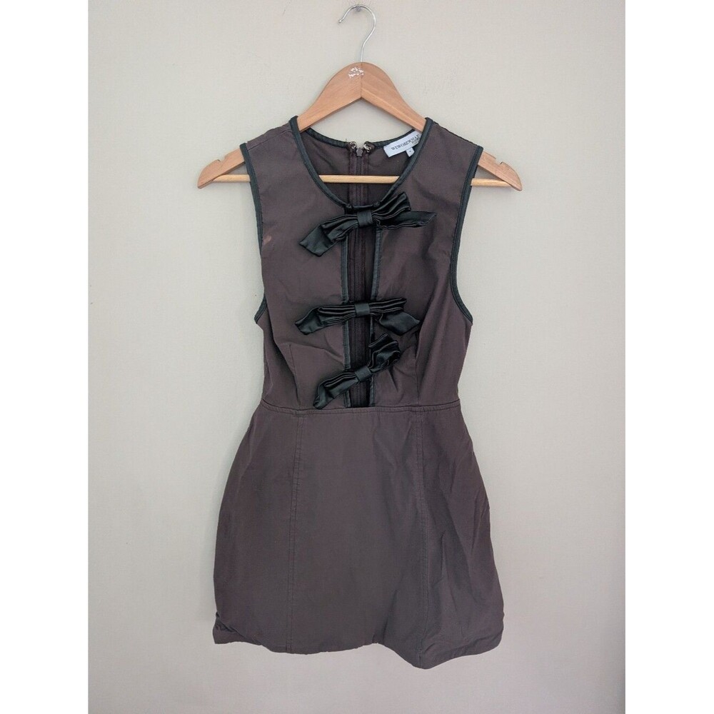 WeWoreWhat Brown Bow Mini Dress Size 6